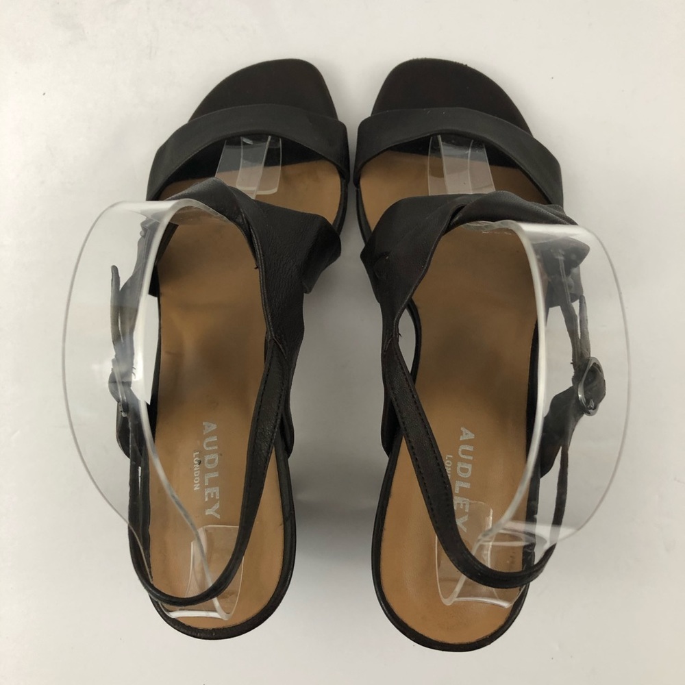Audley London Sandals Womens 9.5 Brown Strappy Leather Cutout Heels Slingback - Picture 5 of 13